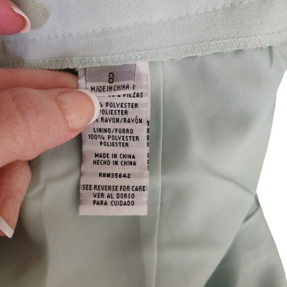 Vintage 80s Pencil Skirt Womens Size 8 Mint Green Embroidered Waist - Picture 9 of 9